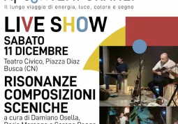 Sabato al Teatro Civico duplice set, alle ore 16.30 e alle ore 19, ciascuno con due momenti: “Risonanze e composizioni sceniche”, a cura di Damiano Osella, Dario Marengo e Serena Racca e il “Live show”, voice, cello e electronics di Beatrice Zanin 